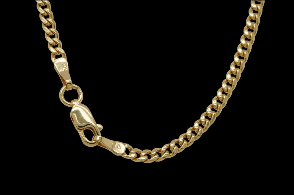 10K 2.9mm Yellow Gold cuban link Chain