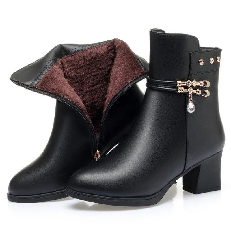 Bottes Courtes Grande Taille à Semelle Souple, Chaussures Chaudes en PU pour Femme, Collection Automne et Hiver