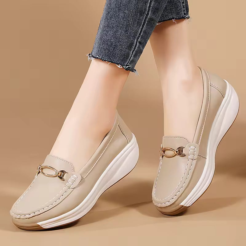 2025 new spring/autumn flats genuine leather moccasins woman casual slip-on loafers female black boat shoes big size 41