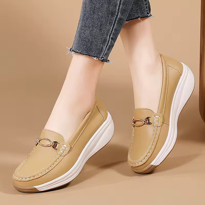 2025 new spring/autumn flats genuine leather moccasins woman casual slip-on loafers female black boat shoes big size 41